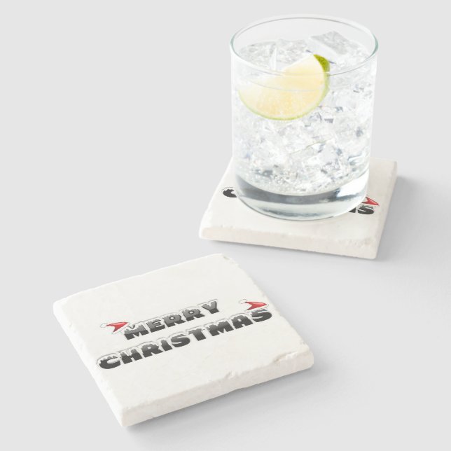 DESSOUS-DE-VERRE EN PIERRE NEIGE MERRY NOËL (Côté)