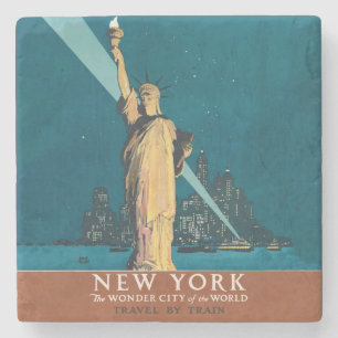 Dessous-de-verre En Pierre New York City Vintage voyage Liberty Skyline