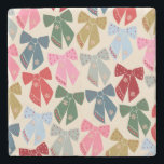 Dessous-de-verre En Pierre Noël Bows Coquette<br><div class="desc">Vaches de Noël - Rubans Coquette.</div>