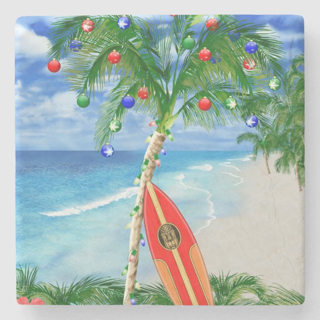 Dessous-de-verre En Pierre Noël de plage (Devant)