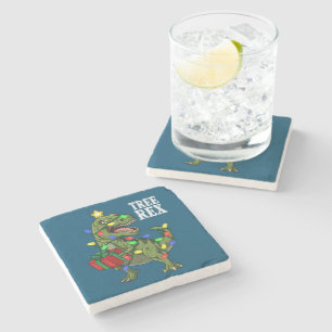 Dessous-de-verre En Pierre Noël Dinosaure Arbre Rex Garçons Filles Enfants No