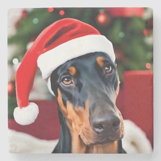 Dessous-de-verre En Pierre Noël Doberman (Devant)