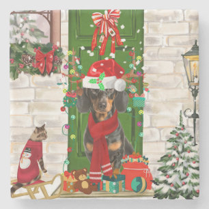 Dessous-de-verre En Pierre Noël du chien Dachshund