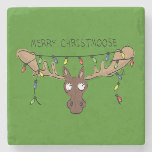 Dessous-de-verre En Pierre Noël Moose Cute Amusant Animal de Noël
