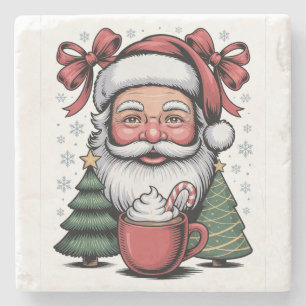 Dessous-de-verre En Pierre Noël Rouge Coquette Père Noël Noël