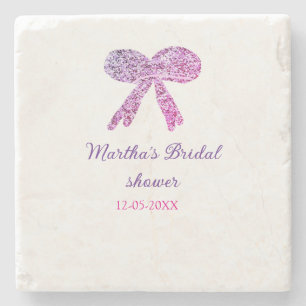 Dessous-de-verre En Pierre Nœud rose violet scintillement paillettes mariage