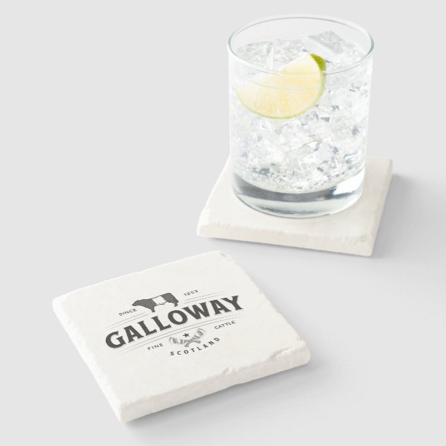 Dessous-de-verre En Pierre Noir Blanc Beltie Vaches Beltie Bull Logo (Côté)