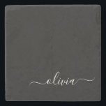 Dessous-de-verre En Pierre Noir Blanc Moderne Minimaliste Élégant Monogramme<br><div class="desc">Découvrez notre collection minimaliste moderne de monogrammes noirs et blancs : Faites preuve de simplicité et de sophistication grâce à nos designs minimalistes, conçus pour élever votre style sans effort. Réalisée avec un oeil attentif pour l'esthétique moderne, cette collection présente des motifs noirs et blancs épurés accentués par des monogrammes...</div>