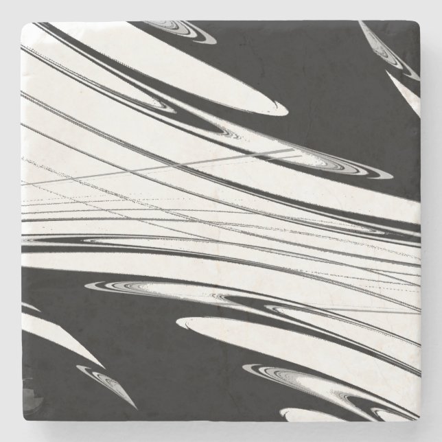 Dessous-de-verre En Pierre Noir et blanc moderne (Devant)