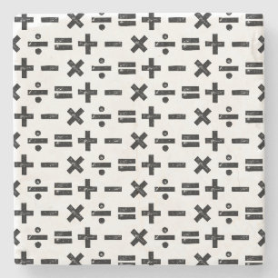 Dessous-de-verre En Pierre Noir et blanc Tous les symboles mathématiques Lino