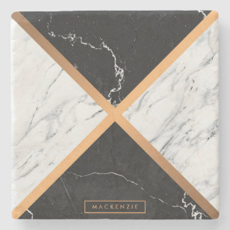 Dessous-de-verre En Pierre Noir et Marbre blanc