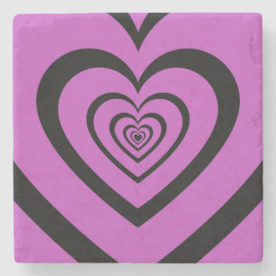 Dessous-de-verre En Pierre Noir violet Hypnotique Motif d'amour du coeur