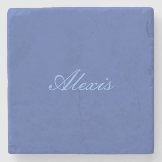 Dessous-de-verre En Pierre Nom Calligraphie Script Simple Bleu