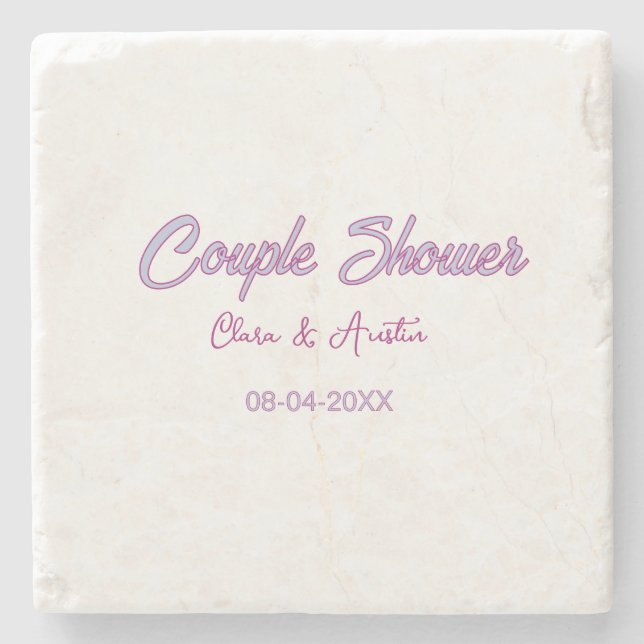 Dessous-de-verre En Pierre nom de douche de couple date gris tendance simple  (Devant)