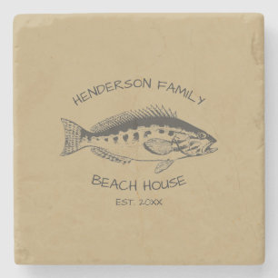 Dessous-de-verre En Pierre Nom de famille Beach House Fish