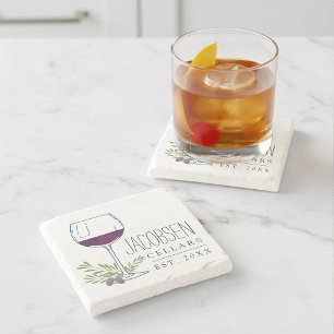 Dessous-de-verre En Pierre Nom De Famille Caves À Vins