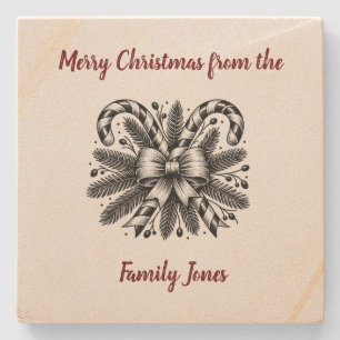 Dessous-de-verre En Pierre 🌟 🎅 Nom de famille personnalisé Dessous de verre
