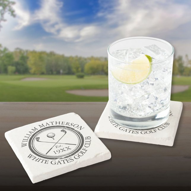 Dessous-de-verre En Pierre Nom de golf personnalisé classique (Personalized Classic Golf Club Name Stone Coaster)