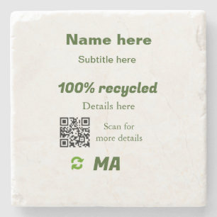 Dessous-de-verre En Pierre Nom de l'entreprise 100% recyclé ajouter code Q R