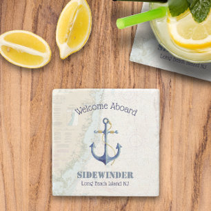 Dessous-de-verre En Pierre Nom du bateau nautique ⚓ Bienvenue à bord du New J