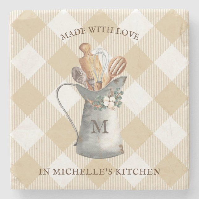 Dessous-de-verre En Pierre Nom du monogramme de l'agriculteur (Devant)