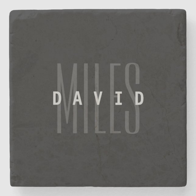 Dessous-de-verre En Pierre Nom et nom de famille du chevauchement moderne (Devant)