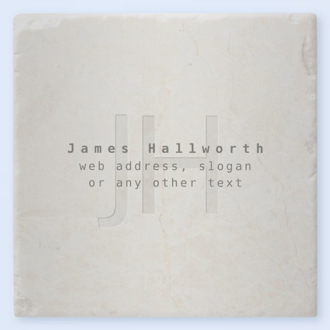 Dessous-de-verre En Pierre Nom et Slogan modifiable moderne | Gradient gris (Créateur téléchargé)