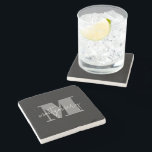 Dessous-de-verre En Pierre Nom initial du monogramme personnalisé<br><div class="desc">Le dessous de verre de boisson classique comprend votre nom de famille et votre nom de famille monogramme sur lui,  une belle décoration maison personnalisée ou offrir en cadeau! Changez les couleurs pour les adapter à votre décor.</div>
