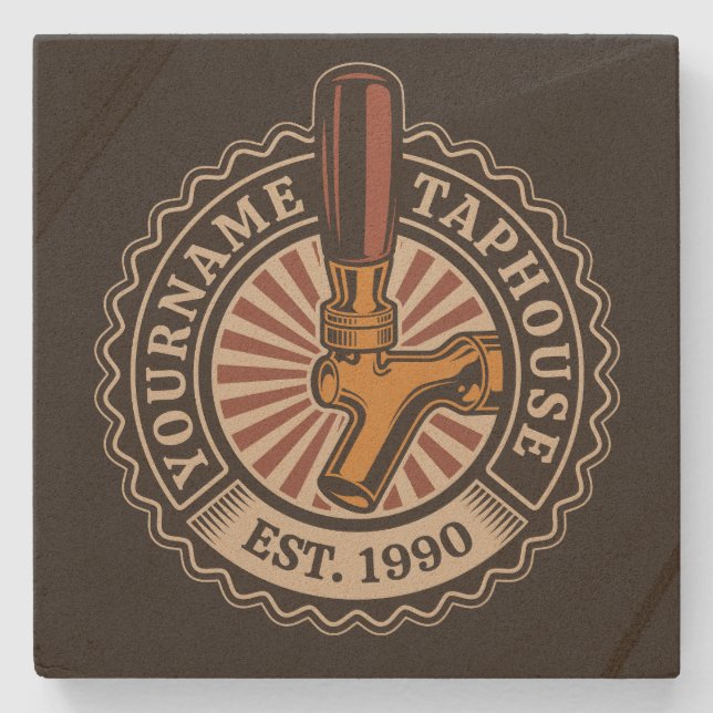 Dessous-de-verre En Pierre NOM Personnalisé Artisanat Bière Taphouse Brasseri (Devant)