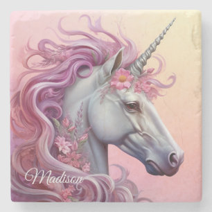 Dessous-de-verre En Pierre Nom personnalisé belle licorne