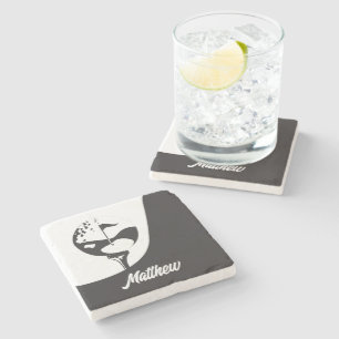 Dessous-de-verre En Pierre Nom personnalisé Hello Golf noir et blanc 