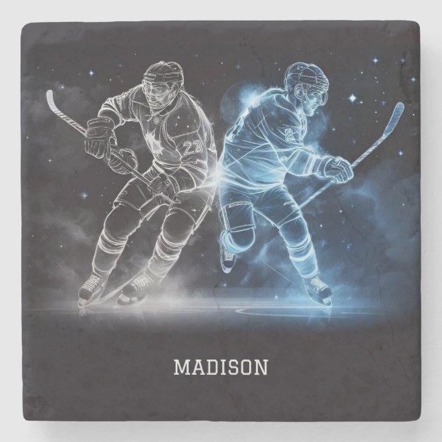 Dessous-de-verre En Pierre Nom personnalisé Hockey sur glace (Devant)