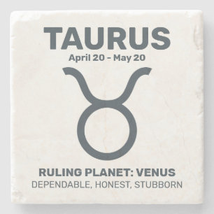 Dessous-de-verre En Pierre Nom personnalisé / Texte Zodiac Sign Taurus