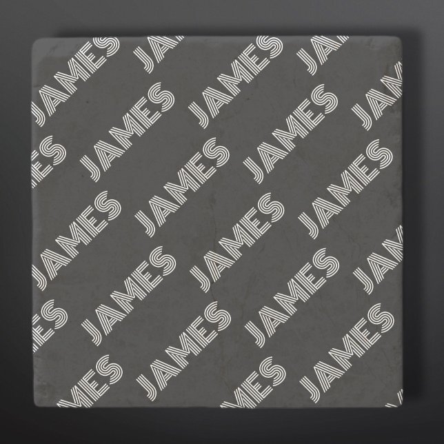Dessous-de-verre En Pierre Nom rétro-moderne gras ou Motif Word (Créateur téléchargé)