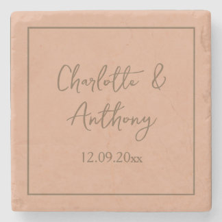 Dessous-de-verre En Pierre Noms de calligraphie créative mariage Date