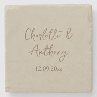 Dessous-de-verre En Pierre Noms de calligraphie créative mariage Date