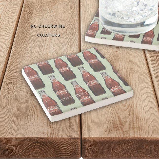 Dessous-de-verre En Pierre North Carolina Cheerwine Stone Coaster (Nostalgic Cheerwine soda from North Carolina, personalized coasters)