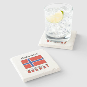 Dessous-de-verre En Pierre Norvège et Drapeau Norvégien Personnalisés