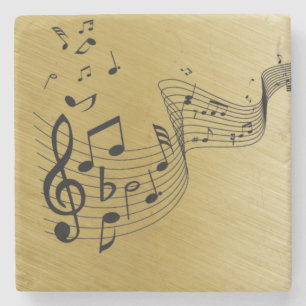Dessous-de-verre En Pierre Notes de musique dorées brossées