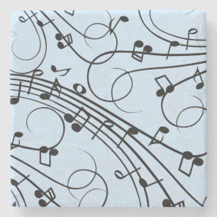 Dessous-de-verre En Pierre Notes de musique fantaisie Bleu