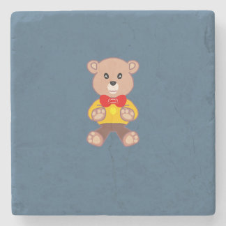 Dessous-de-verre En Pierre Nounours en peluche sur fond bleu