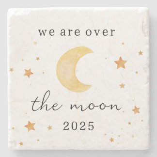 Dessous-de-verre En Pierre "Nous sommes au-dessus de la lune" Baby shower Boi