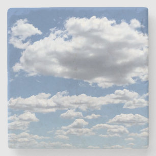 DESSOUS-DE-VERRE EN PIERRE NUAGES CUMULUS ÉLEVÉS ET CIEL BLEU