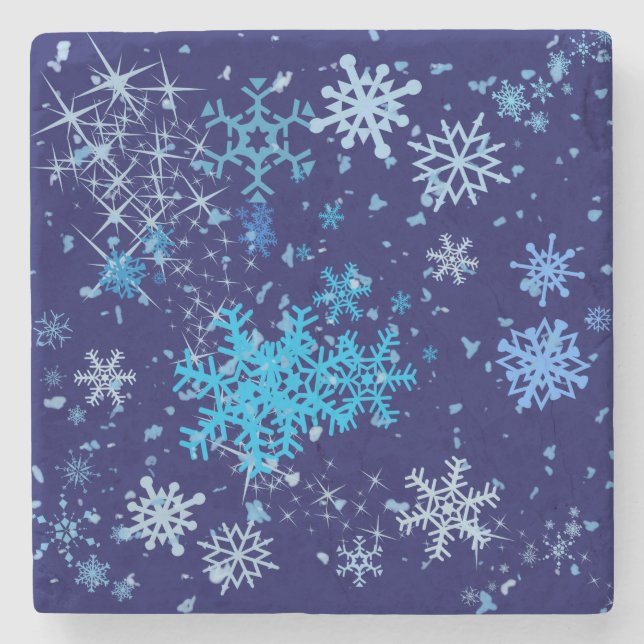 Dessous-de-verre En Pierre Nuit de Noël neige (Devant)