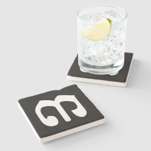 Dessous-de-verre En Pierre Numéro cambodgien 3 / Trois / ៣ (Bei) Script Khmer