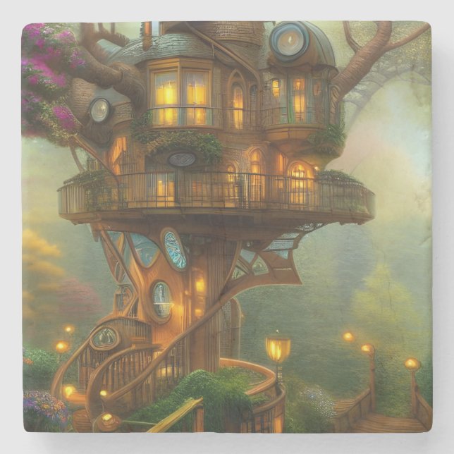 Dessous-de-verre En Pierre Observatoire Steampunk Treehouse (Devant)