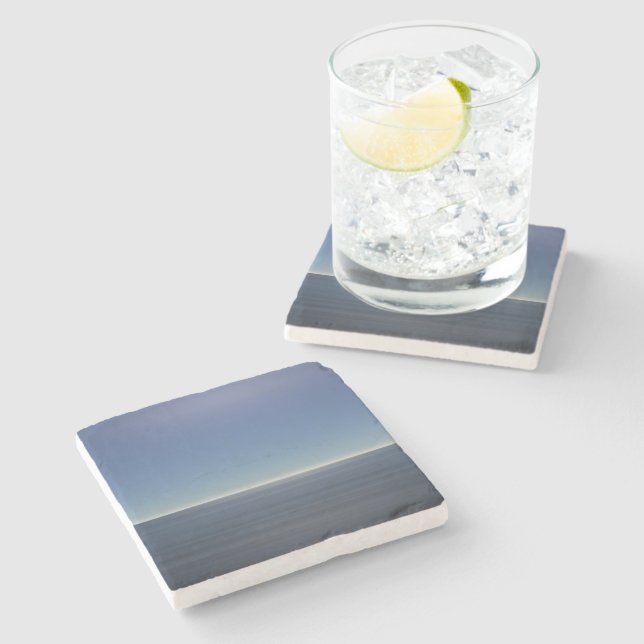 Dessous-de-verre En Pierre Océan bleu calme (Côté)
