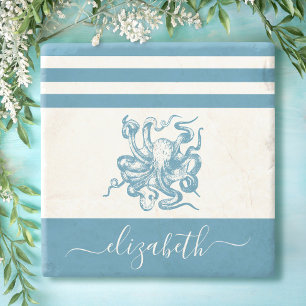 Dessous-de-verre En Pierre octopus turquoise vintage nom du script de la mais