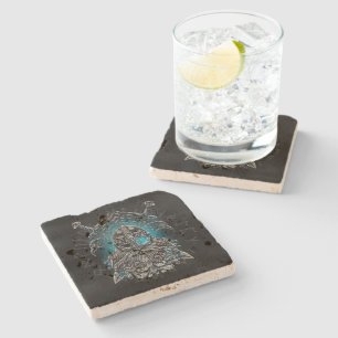 Dessous-de-verre En Pierre Odin Corbeaux et Épées Œil Lumineux Bleu dieu nord