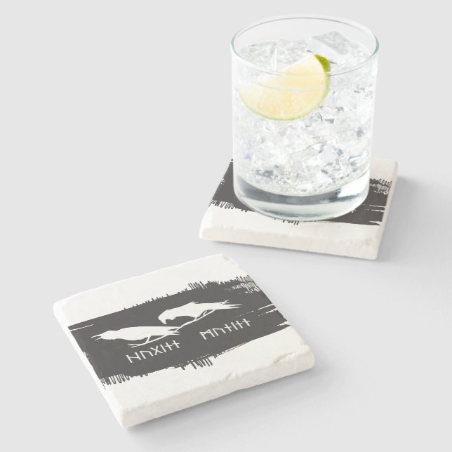 Dessous-de-verre En Pierre Odin Hammer runes ravages Viking Mythologie Valhal (Côté)